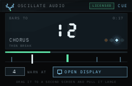 The CUE device with the OPEN DISPLAY button