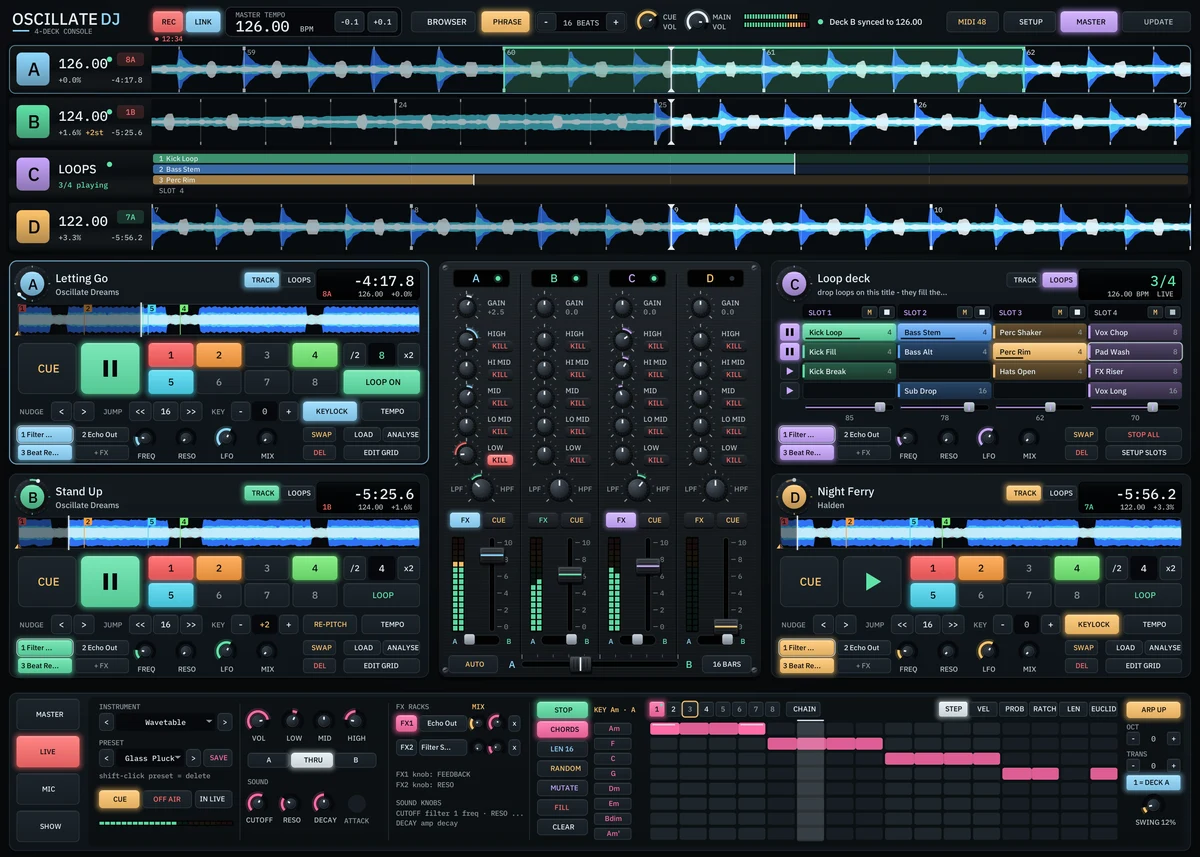 The OSCILLATE DJ console