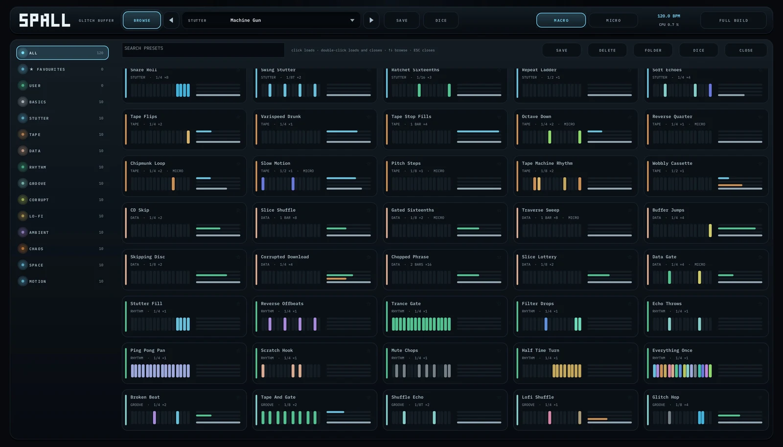 The SPALL preset browser